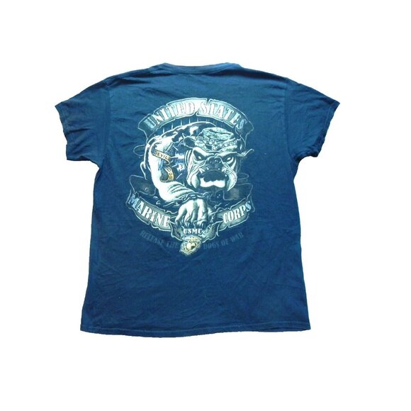 Black Ink Design Shirt Adult Large USMC Marine Corps Bulldog‎ Dogs Of War Mens - Picture 1 of 7